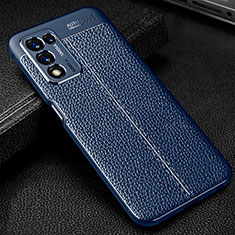 Coque Silicone Gel Motif Cuir Housse Etui S01 pour Realme Q3t 5G Bleu