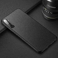 Coque Silicone Gel Motif Cuir Housse Etui S01 pour Realme X2 Noir