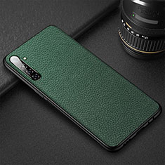 Coque Silicone Gel Motif Cuir Housse Etui S01 pour Realme XT Vert