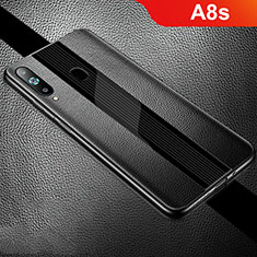 Coque Silicone Gel Motif Cuir Housse Etui S01 pour Samsung Galaxy A8s SM-G8870 Noir