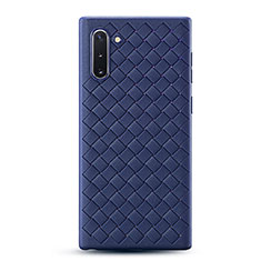 Coque Silicone Gel Motif Cuir Housse Etui S01 pour Samsung Galaxy Note 10 5G Bleu