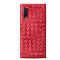 Coque Silicone Gel Motif Cuir Housse Etui S01 pour Samsung Galaxy Note 10 5G Rouge