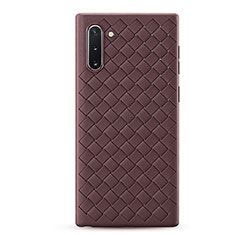 Coque Silicone Gel Motif Cuir Housse Etui S01 pour Samsung Galaxy Note 10 Marron