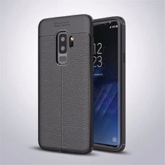 Coque Silicone Gel Motif Cuir Housse Etui S01 pour Samsung Galaxy S9 Plus Noir