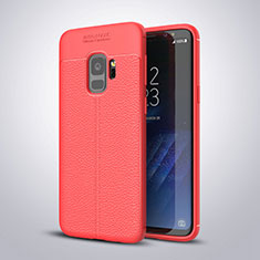 Coque Silicone Gel Motif Cuir Housse Etui S01 pour Samsung Galaxy S9 Rouge