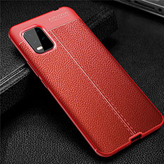 Coque Silicone Gel Motif Cuir Housse Etui S01 pour Xiaomi Mi 10 Lite Rouge