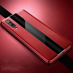 Coque Silicone Gel Motif Cuir Housse Etui S01 pour Xiaomi Mi 9 Rouge