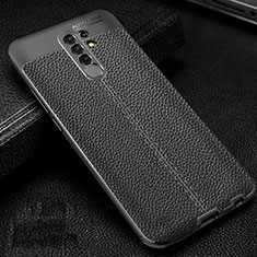 Coque Silicone Gel Motif Cuir Housse Etui S01 pour Xiaomi Poco M2 Noir