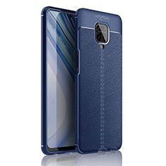 Coque Silicone Gel Motif Cuir Housse Etui S01 pour Xiaomi Redmi Note 9 Pro Bleu