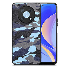 Coque Silicone Gel Motif Cuir Housse Etui S01D pour Huawei Enjoy 50 Pro Bleu