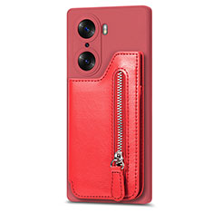 Coque Silicone Gel Motif Cuir Housse Etui S01D pour Huawei Honor 60 5G Rouge