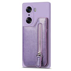 Coque Silicone Gel Motif Cuir Housse Etui S01D pour Huawei Honor 60 Pro 5G Violet