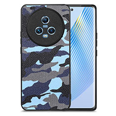 Coque Silicone Gel Motif Cuir Housse Etui S01D pour Huawei Honor Magic5 5G Bleu