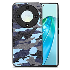 Coque Silicone Gel Motif Cuir Housse Etui S01D pour Huawei Honor X9a 5G Bleu