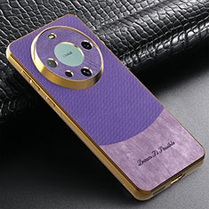 Coque Silicone Gel Motif Cuir Housse Etui S01D pour Huawei Mate 60 Pro+ Plus Violet