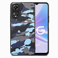 Coque Silicone Gel Motif Cuir Housse Etui S01D pour Oppo A78 5G Bleu