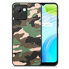 Coque Silicone Gel Motif Cuir Housse Etui S01D pour Realme C30 Vert