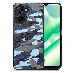 Coque Silicone Gel Motif Cuir Housse Etui S01D pour Realme C33 Bleu