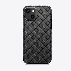 Coque Silicone Gel Motif Cuir Housse Etui S02 pour Apple iPhone 13 Mini Noir