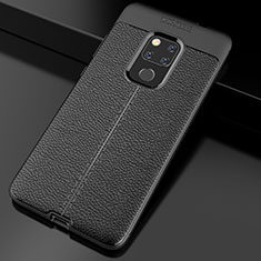 Coque Silicone Gel Motif Cuir Housse Etui S02 pour Huawei Mate 20 Noir