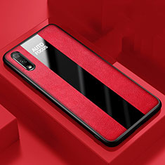 Coque Silicone Gel Motif Cuir Housse Etui S02 pour Huawei Y9 Prime (2019) Rouge