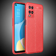 Coque Silicone Gel Motif Cuir Housse Etui S02 pour Oppo A54 4G Rouge