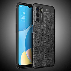 Coque Silicone Gel Motif Cuir Housse Etui S02 pour Oppo A54s Noir