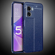 Coque Silicone Gel Motif Cuir Housse Etui S02 pour Oppo A56S 5G Bleu