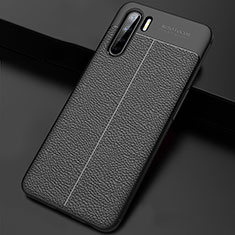 Coque Silicone Gel Motif Cuir Housse Etui S02 pour Oppo A91 Noir