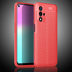 Coque Silicone Gel Motif Cuir Housse Etui S02 pour Oppo A93s 5G Rouge