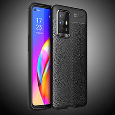 Coque Silicone Gel Motif Cuir Housse Etui S02 pour Oppo F19 Pro+ Plus 5G Noir