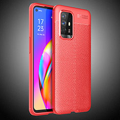 Coque Silicone Gel Motif Cuir Housse Etui S02 pour Oppo F19 Pro+ Plus 5G Rouge