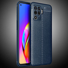 Coque Silicone Gel Motif Cuir Housse Etui S02 pour Oppo Reno5 F Bleu