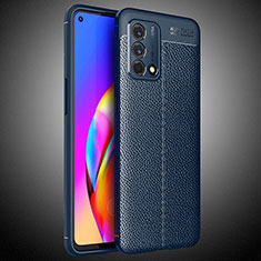 Coque Silicone Gel Motif Cuir Housse Etui S02 pour Oppo Reno6 Lite Bleu