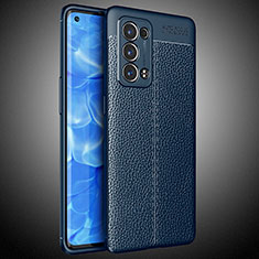 Coque Silicone Gel Motif Cuir Housse Etui S02 pour Oppo Reno6 Pro 5G Bleu