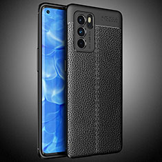 Coque Silicone Gel Motif Cuir Housse Etui S02 pour Oppo Reno6 Pro 5G India Noir