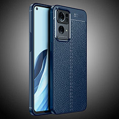 Coque Silicone Gel Motif Cuir Housse Etui S02 pour Oppo Reno7 Pro 5G Bleu