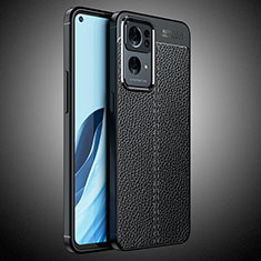 Coque Silicone Gel Motif Cuir Housse Etui S02 pour Oppo Reno7 Pro 5G Noir