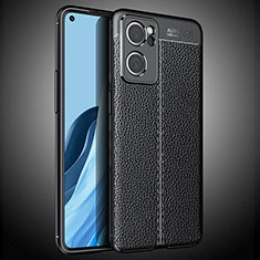 Coque Silicone Gel Motif Cuir Housse Etui S02 pour Oppo Reno7 SE 5G Noir