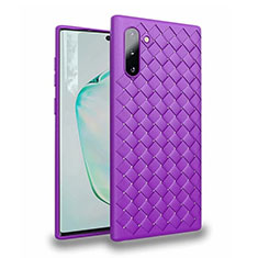 Coque Silicone Gel Motif Cuir Housse Etui S02 pour Samsung Galaxy Note 10 5G Violet