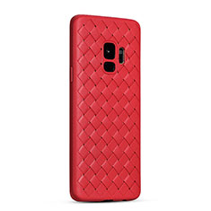 Coque Silicone Gel Motif Cuir Housse Etui S02 pour Samsung Galaxy S9 Rouge