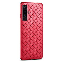 Coque Silicone Gel Motif Cuir Housse Etui S02 pour Vivo X50 5G Rouge