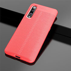 Coque Silicone Gel Motif Cuir Housse Etui S02 pour Xiaomi Mi 9 Lite Rouge