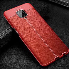 Coque Silicone Gel Motif Cuir Housse Etui S02 pour Xiaomi Redmi Note 9 Pro Max Rouge