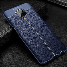 Coque Silicone Gel Motif Cuir Housse Etui S02 pour Xiaomi Redmi Note 9S Bleu