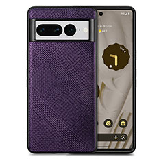 Coque Silicone Gel Motif Cuir Housse Etui S02D pour Google Pixel 7 Pro 5G Violet