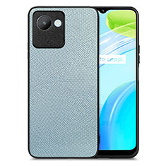 Coque Silicone Gel Motif Cuir Housse Etui S02D pour Realme C30 Bleu Ciel