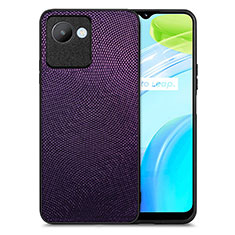 Coque Silicone Gel Motif Cuir Housse Etui S02D pour Realme C30 Violet