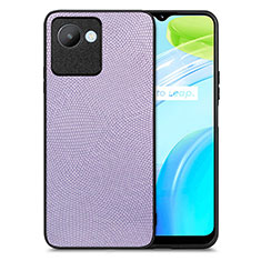 Coque Silicone Gel Motif Cuir Housse Etui S02D pour Realme C30 Violet Clair