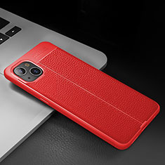 Coque Silicone Gel Motif Cuir Housse Etui S03 pour Apple iPhone 15 Rouge